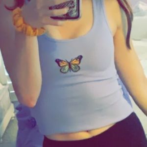 Shein: medium purple butterfly tank